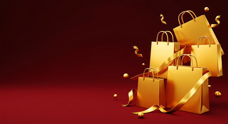 JPG 편집이미지 명절 기념일 리본 컬러 백그라운드 포장 공 선물 이벤트 장식 빨간색 쇼핑백 금색 소비 이미지편집 AI컴퓨터그래픽 AI콘텐츠 전통 가방 파일형식