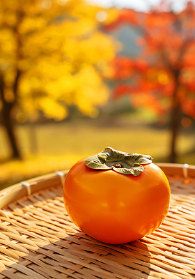 JPG 편집이미지 계절 컬러 단풍 과일 자연 따뜻함 감 풍경 햇빛 노란색 바구니 정원 수확 단감 뷰티풀 편집실사 AI포토 AI콘텐츠 잎 농업 태양 CG 생태계 파일형식