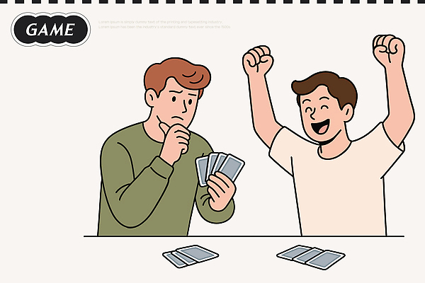 남자 포즈 생각 일러스트 표정 손짓 취미 친구 경쟁 게임 우승 계획 즐거움 전략 긴장 보드게임 소통 국내일러스트 AI파일 감정 컨셉 관계 모션 놀이 사람 최고 파일형식 벡터