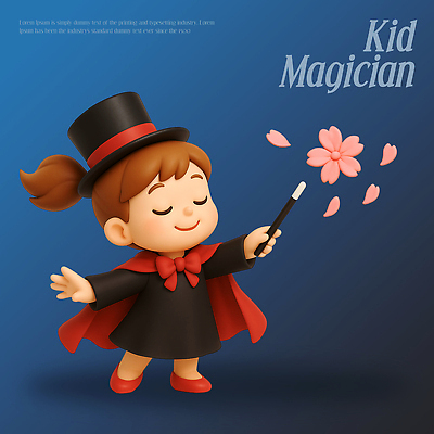 PSD 편집이미지 캐릭터 꽃잎 어린이 소녀 판타지 축제 봄 마법사 마술사 춤 즐거움 장면 마법봉 편집3D 계절 여자 꽃 감정 상상 문화예술 사람 3D 마술 파일형식