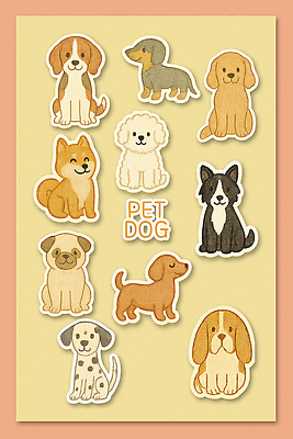 PSD 동물 디자인 행복 반려견 인형 컬러 스티커 일러스트 사랑 장식 반려동물 귀여움 표현 강아지 작음 즐거움 창의성 아기자기 국내일러스트 감정 컨셉 개 크기 파일형식