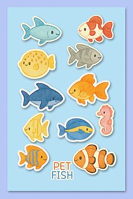 PSD 디자인 어린이 예술 바다 컬러 과학 백그라운드 스티커 일러스트 어류 취미 장식 파란색 그림 금붕어 상어 해마 아이템 국내일러스트 사람 바다동물 수중동물 파일형식