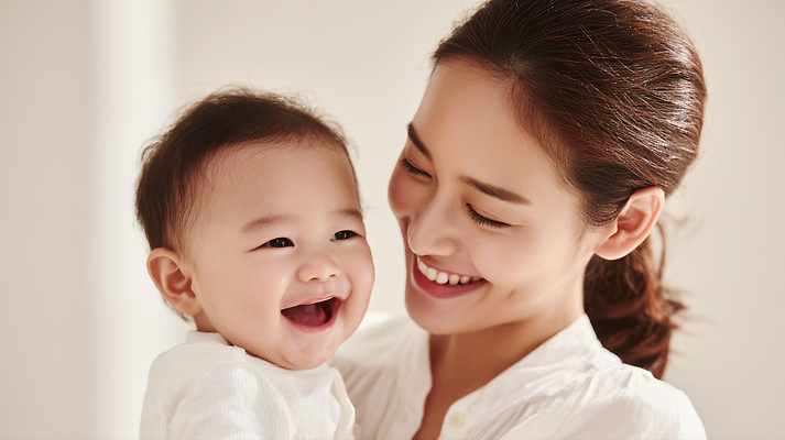 JPG 편집이미지 행복 감정 어린이 가족 관계 엄마 조명 따뜻함 사랑 웃음 기쁨 표현 아기 돌봄 순간 의료성형뷰티 편집실사 AI인물포토 AI콘텐츠 모션 표정 사람 CG 파일형식 AI포토