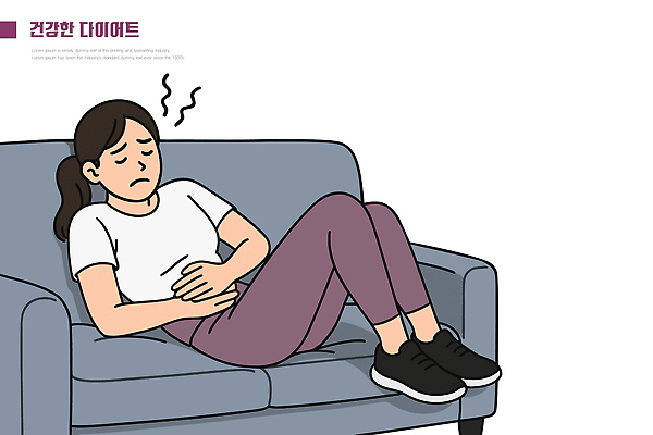 여자 다이어트 일러스트 휴식 스트레스 주택 건강 일상 치료 소파 건강관리 환경 고통 편안함 복통 증상 국내일러스트 AI파일 감정 컨셉 의자 의학 관리 사람 건물 라이프 감각 질병 파일형식 벡터