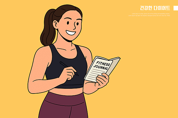 라이프스타일 여자 다이어트 일러스트 건강 웃음 운동복 운동 헬스 기록 자신감 일기 목표 연습 국내일러스트 AI파일 옷 감정 컨셉 표정 사람 생활 파일형식 벡터