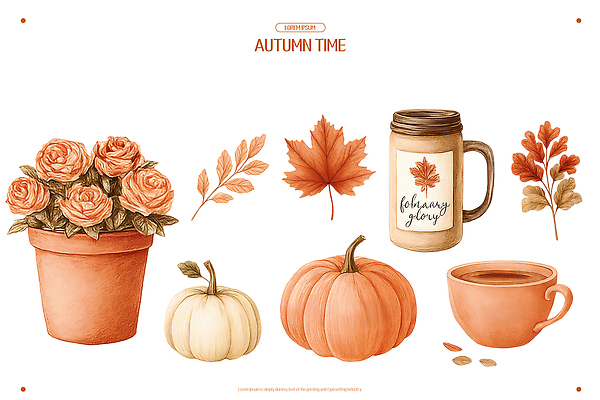 PSD 식물 꽃 여유 예술 단풍 일러스트 자연 호박 따뜻함 장식 컵 인테리어 갈색 주황색 수확 분위기 편안함 오브젝트 국내일러스트 식기 디자인 감정 컬러 컨셉 잎 농업 채소 감각 생태계 파일형식
