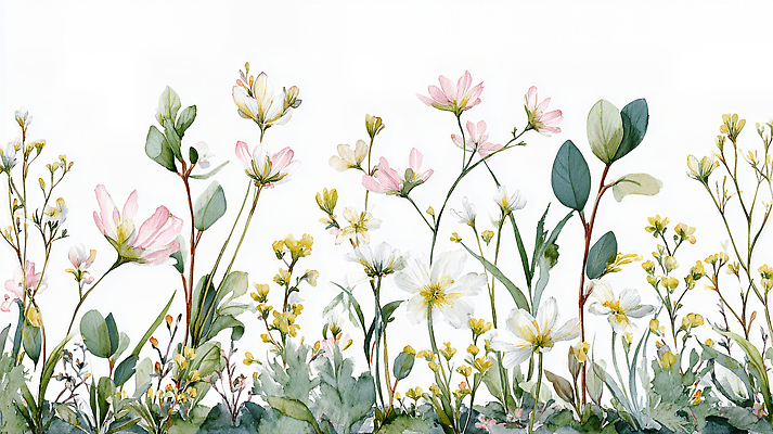 JPG 식물 꽃 컬러 일러스트 자연 생명 풍경 초원 햇빛 평화 정원 봄 들꽃 성장 부드러움 화사함 조화 뷰티풀 국내일러스트 AI일러스트 AI콘텐츠 계절 컨셉 태양 감각 생태계 파일형식