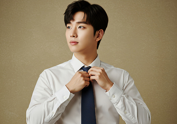 JPG 편집이미지 옷 패션 남자 셔츠 넥타이 직장 거울 자신감 준비 일과 자아 의료성형뷰티 스타일 편집실사 AI인물포토 AI콘텐츠 잡화 감정 상의 회사 사람 CG 파일형식 AI포토