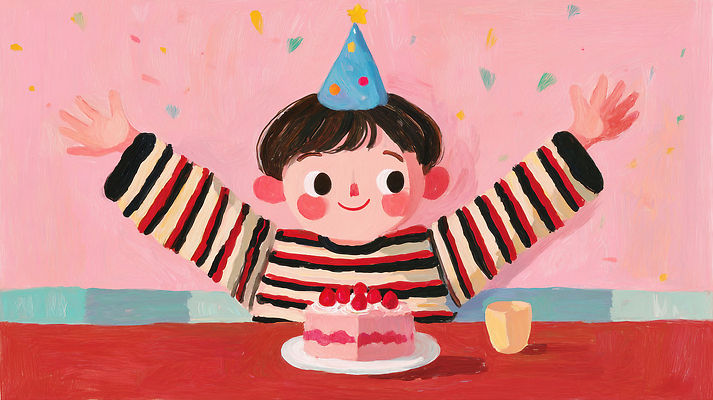 JPG 손 시선 기념일 행복 음료 어린이 분홍색 일러스트 탁자 웃음 장식 친구 파티 케이크 줄무늬 고깔모자 축하 생일 즐거움 초대장 소원 소원빌기 국내일러스트 AI일러스트 AI콘텐츠 모자_잡화 감정 컬러 가구 컨셉 무늬 관계 디저트 카드_감사 표정 사람 이벤트 신체부위 파일형식