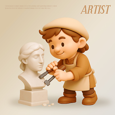 PSD 나무 편집이미지 예술 조각 소년 학습 조각상 흙 도구 작업실 집중 그림 예술가 조각칼 창의성 편집3D 식물 교육 남자 어린이 컨셉 조형물 3D 칼 파일형식