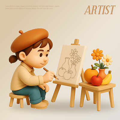 PSD 편집이미지 꽃 어린이 컬러 과일 수채화 실내 미술 여름 물감 작업 스케치 그림 예술가 정물화 창의성 편집3D 식물 계절 문화예술 사람 내부 3D 미술도구 파일형식