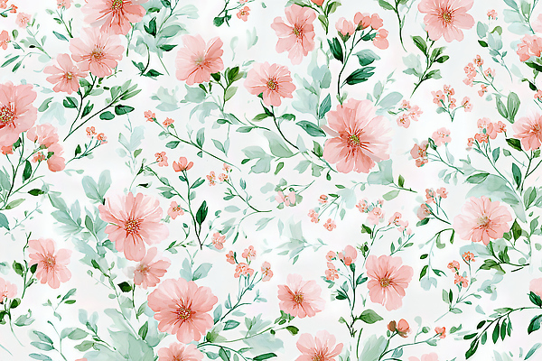 JPG 식물 디자인 꽃잎 꽃 분홍색 백그라운드 잎 패턴 일러스트 자연 생명 수채화 장식 초록색 봄 부드러움 조화 뷰티풀 국내일러스트 AI일러스트 AI콘텐츠 계절 컬러 무늬 감각 생태계 파일형식