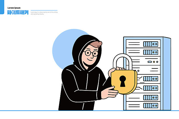 남자 일러스트 자물쇠 기술 관리 정보기술 안전 컴퓨터 자료 장비 정보 작업 보호 사이버 예방 보안 시스템 점검 해커 서버 국내일러스트 AI파일 컨셉 사람 전자제품 범죄 파일형식 벡터