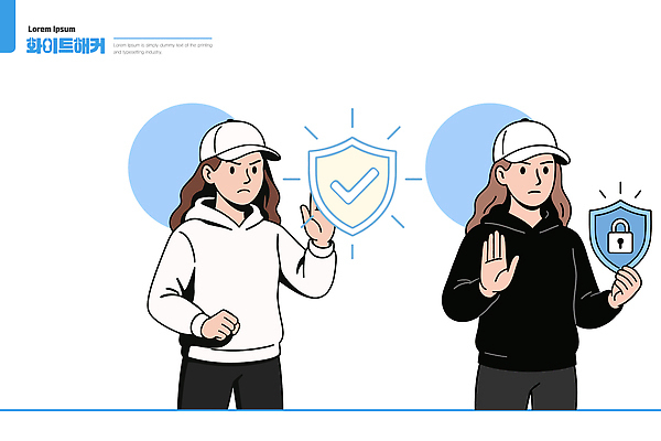 일러스트 모션 경고 안전 사람 비교 수비 선택 보호 고민 보안 시스템 해커 긍정적 부정적 수단 이해 스타일 국내일러스트 AI파일 감정 컨셉 범죄 파일형식 벡터