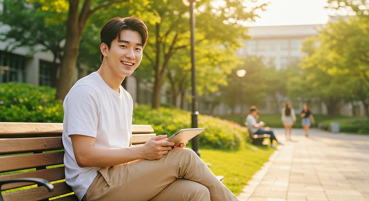 JPG 편집이미지 공원 여유 대학생 벤치 모션 자연 휴식 웃음 풍경 여러명 야외 여름 태블릿 도시 신입생 오후 의료성형뷰티 편집실사 AI인물포토 AI콘텐츠 학생 계절 공공시설 감정 다수 컨셉 의자 표정 사람 전자제품 스마트기기 CG 생태계 파일형식 AI포토