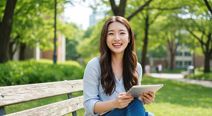 JPG 편집이미지 공원 대학생 벤치 자연 휴식 기술 웃음 취미 라이프 태블릿 햇빛 평화 즐거움 신입생 소통 의료성형뷰티 편집실사 AI인물포토 AI콘텐츠 학생 공공시설 감정 컨셉 의자 표정 생활 전자제품 스마트기기 태양 CG 생태계 파일형식 AI포토