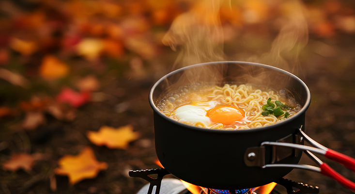JPG 편집이미지 음식 자연 나뭇잎 요리 야외 계란 캠핑 가을 라면 맛 냄비 향기 끓이기 간편조리식품 편집실사 AI포토 AI콘텐츠 계절 컨셉 잎 모션 레저 알 면류 솥 CG 생태계 냄새 파일형식
