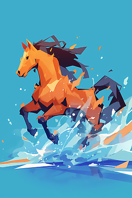 JPG 동물 디자인 예술 컬러 하늘색 백그라운드 패턴 일러스트 자연 그래픽 물 활발 표현 말_게임 그림 뷰티풀 생동감 창의성 수분_꽃가루 국내일러스트 병오년 붉은말 AI일러스트 AI콘텐츠 자연요소 컨셉 무늬 파란색 말_동물 생태계 파일형식 2026년