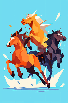 JPG 모양 동물 디자인 예술 스포츠 컬러 백그라운드 일러스트 모션 자연 그래픽 파란색 달리기 힘 자유 말_게임 기하학 마굿간 창의성 국내일러스트 병오년 붉은말 AI일러스트 AI콘텐츠 컨셉 무늬 말_동물 생태계 외양간 파일형식 2026년