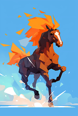 JPG 모양 동물 캐릭터 예술 컬러 조각 일러스트 모션 자연 기술 달리기 원근감 에너지 말_게임 갈기 기하학 창의력 국내일러스트 병오년 붉은말 AI일러스트 AI콘텐츠 뷰포인트 무늬 말_동물 생태계 파일형식 2026년