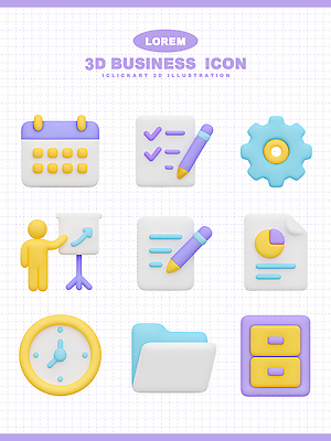 PSD 아이콘 디자인 시계 비즈니스 그래프 3D아이콘 펜 3D 달력 도구 프레젠테이션 문서 파일 정리 기어 체크리스트 필기구 디지털합성 파일형식