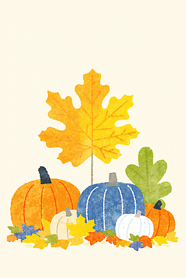 JPG 식물 계절 예술 컬러 단풍 잎 일러스트 자연 탁자 호박 따뜻함 풍경 장식 초록색 파란색 흰색 조화 테마 국내일러스트 AI일러스트 AI콘텐츠 가구 채소 생태계 파일형식