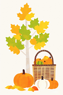 JPG 식물 컬러 백그라운드 단풍 잎 과일 일러스트 자연 호박 나뭇잎 풍경 야외 장식 농작물 농장 바구니 수확 국내일러스트 AI일러스트 AI콘텐츠 농업 채소 생태계 파일형식