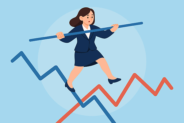 여자 일러스트 비즈니스 성공 그래프 금융 유행 자료 도전 성장 발전 시장 목표 주식 분석 기회 투자 전략 혁명 경영 난관 국내일러스트 AI파일 컨셉 사람 경제 파일형식 벡터