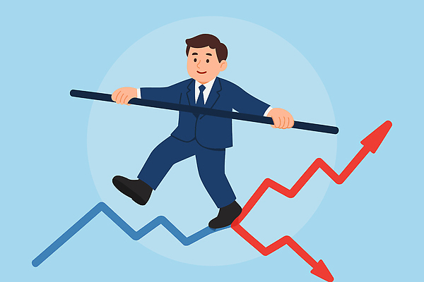 남자 산업 일러스트 비즈니스 성공 그래프 경제 유행 자료 도전 성장 결과 주식 균형 하락 분석 기회 투자 상승 이미지 전략 국내일러스트 AI파일 컨셉 사람 금융 파일형식 벡터