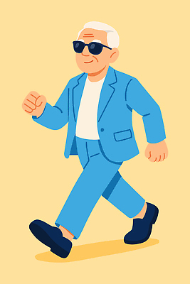 캐릭터 디자인 패션 남자 감정 백그라운드 일러스트 모션 일상 파란색 선글라스 걷기 활발 표현 자신감 심플 밝은색 스타일 국내일러스트 AI파일 안경 컬러 컨셉 사람 라이프 파일형식 벡터