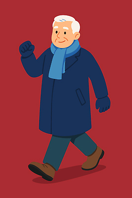 캐릭터 노년 행복 포즈 백그라운드 겨울 일러스트 따뜻함 표정 사람 일상 걷기 목도리 외투 코트 고독 즐거움 외출 국내일러스트 AI파일 잡화 계절 감정 상의 모션 성인 라이프 파일형식 벡터