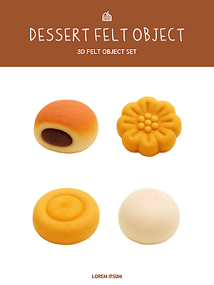 모양 PSD 편집이미지 예술 컬러 겨울 재료 디저트 장식 세트 공예 오브젝트 조화 수공예 집착 펠트 편집3D 계절 음식 컨셉 취미 3D 파일형식 천_직물