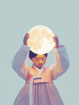 JPG 편집이미지 문화 어린이 예술 자연 동화 한국 소녀 빛 우주 꿈 달 분위기 저녁 전통의상 한복 신비 감성 소원 이미지편집 AI컴퓨터그래픽 AI콘텐츠 자연요소 한국전통 전통 여자 아시아 컨셉 사람 야간 생태계 파일형식