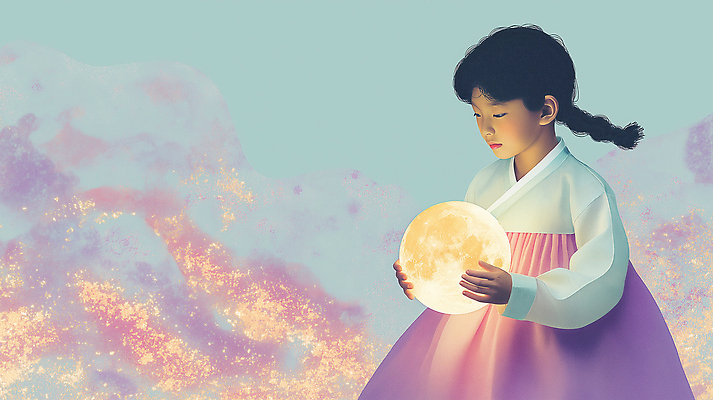 JPG 편집이미지 전통 행복 문화 어린이 예술 상상 자연 조명 소녀 빛 꿈 달 고독 포근함 한복 감성 뷰티풀 이미지편집 AI컴퓨터그래픽 AI콘텐츠 자연요소 한국전통 여자 감정 컨셉 사람 감각 전통의상 생태계 파일형식