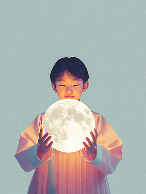 JPG 편집이미지 행복 감정 어린이 자연 표정 이야기 사랑 빛 세계 희망 고요 꿈 보름달 추억 소중 마법 순간 환상 이미지편집 AI컴퓨터그래픽 AI콘텐츠 컨셉 사람 달 생태계 파일형식