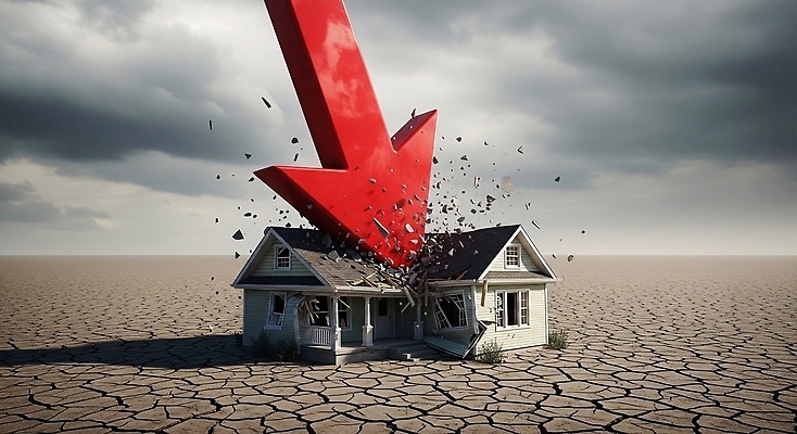 JPG 편집이미지 건축물 건축 화살표 주택 경고 풍경 환경 흙 손상 대기 변화 위험 자연재해 붕괴 불안정 이미지편집 AI컴퓨터그래픽 AI콘텐츠 컨셉 건물 재해 파일형식