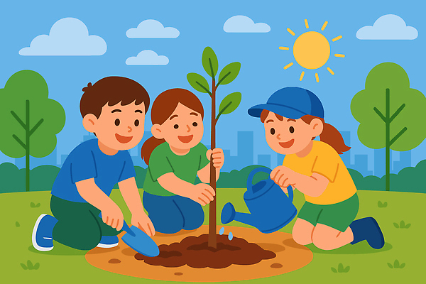 나무 식물 공원 교육 지구 일러스트 가족 모션 자연 협력 야외 친구 햇빛 환경 성장 보호 즐거움 물주기 심기 국내일러스트 AI파일 공공시설 감정 컨셉 관계 태양 생태계 파일형식 벡터