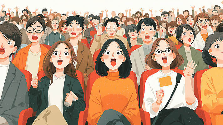 JPG 감정 문화 일러스트 모션 표정 이벤트 친구 공연 기쁨 에너지 군중 즐거움 클럽 흥분 열광 반응 몰입 국내일러스트 AI일러스트 AI콘텐츠 컨셉 관계 사람 파일형식