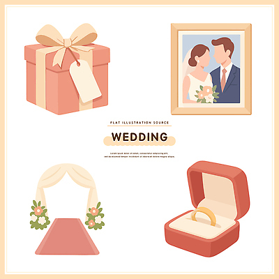 디자인 커플 기념일 꽃 행복 꽃다발 결혼 일러스트 결혼식 선물 사랑 이벤트 장식 선물상자 기쁨 축하 반지 국내일러스트 AI파일 식물 감정 컨셉 장신구 관계 상자 파일형식 벡터