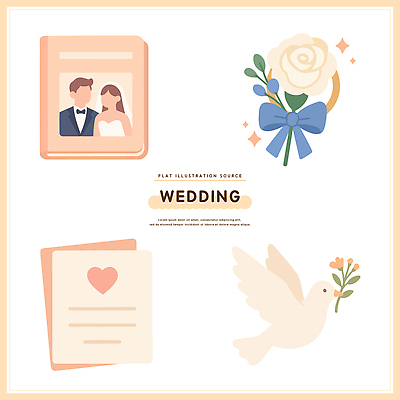 디자인 커플 기념일 부케 신랑 결혼 일러스트 결혼식 사랑 이벤트 장식 파티 로맨틱 축하 앨범 비둘기 초대장 국내일러스트 AI파일 감정 꽃다발 컨셉 관계 조류 카드_감사 파일형식 벡터