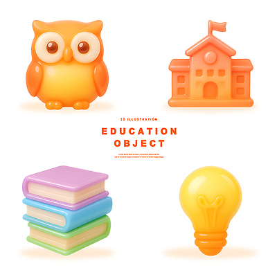 PSD 편집이미지 디자인 교육 컬러 재료 전구 학교 그래픽 책 학습 교양 그림 부엉이 창의력 편집3D 조류 3D 파일형식