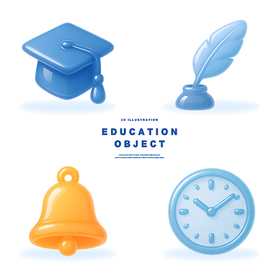 PSD 편집이미지 디자인 교육 상징 시계 학교 잉크 학습 자료 종 깃털 오브젝트 창의성 편집3D 3D 파일형식