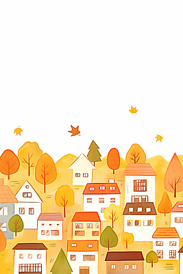 JPG 나무 계절 문화 컬러 단풍 일러스트 자연 하늘 주택 따뜻함 풍경 햇빛 노란색 마을 주황색 지역 뷰티풀 전경 아기자기 국내일러스트 AI일러스트 AI콘텐츠 식물 컨셉 잎 건물 태양 생태계 파일형식 탑뷰
