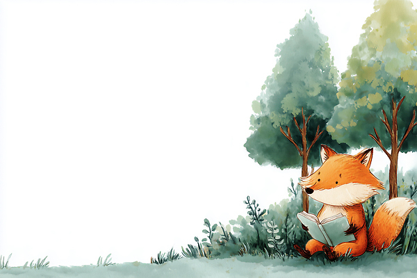JPG 나무 동물 표지 행복 어린이 일러스트 자연 동화 초원 책 독서 귀여움 고요 시골 숲 편안함 여우 색감 오후 국내일러스트 AI일러스트 AI콘텐츠 식물 감정 컨셉 포유류 사람 감각 생태계 파일형식
