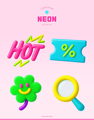 PSD 편집이미지 디자인 컬러 그래픽 장식 컬러풀 디지털 표현 퍼센트 클로버 즐거움 모던 그림 네온 HOT 편집3D 감정 3D 특수기호 파일형식