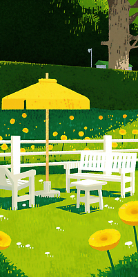 JPG 식물 꽃 화초 의자 일러스트 가족 자연 탁자 휴식 풍경 초록색 여름 친구 햇빛 노란색 정원 파라솔 선탠 뷰티풀 오후 국내일러스트 AI일러스트 AI콘텐츠 계절 컬러 가구 컨셉 관계 태양 생태계 파일형식