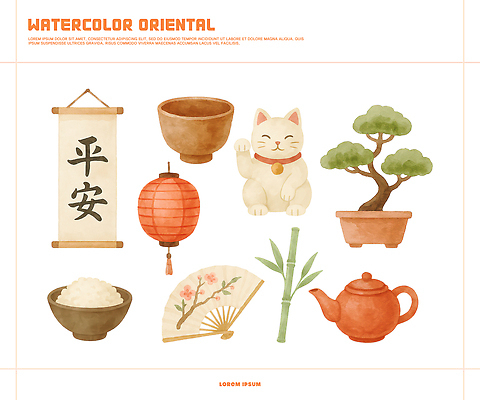 PSD 식물 전통 문화 예술 일러스트 자연 유리 주전자 수채화 장식 평화 식사 고양이 빈티지 도자기 오브젝트 홍등 테라리움 국내일러스트 컨셉 포유류 재질 주방용품 반려동물 등불 생태계 원예 파일형식