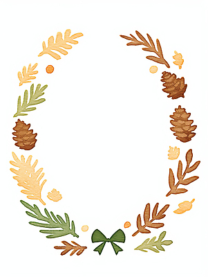 JPG 디자인 예술 컬러 백그라운드 잎 크리스마스 일러스트 자연 미술 장식 소나무 테두리 솔방울 자수 뷰티풀 창의성 핸드메이드 국내일러스트 AI일러스트 AI콘텐츠 나무 식물 기념일 문화예술 생태계 파일형식