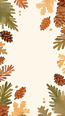 JPG 식물 디자인 컬러 백그라운드 잎 일러스트 자연 따뜻함 장식 초록색 갈색 소나무 그림 화사함 솔방울 조화 소프트 자연물 창작 테마 국내일러스트 AI일러스트 AI콘텐츠 나무 컨셉 생태계 파일형식