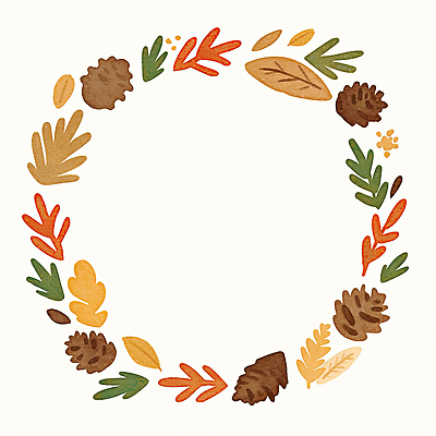 JPG 식물 디자인 계절 예술 컬러 백그라운드 잎 일러스트 자연 따뜻함 풍경 장식 원형 편안함 테두리 솔방울 조화 정물화 창의성 국내일러스트 AI일러스트 AI콘텐츠 도형 감각 그림 생태계 파일형식